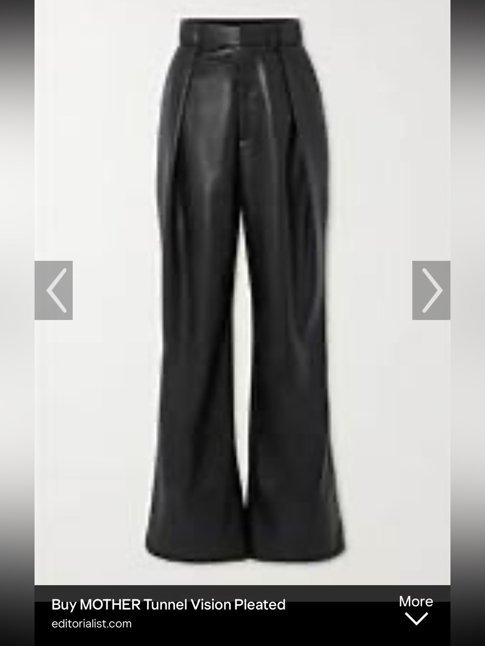 MOTHER Black Wide-Leg Pleated Faux Leather Pants